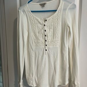 Lucky Brand Cream Long Sleeve Blouse
